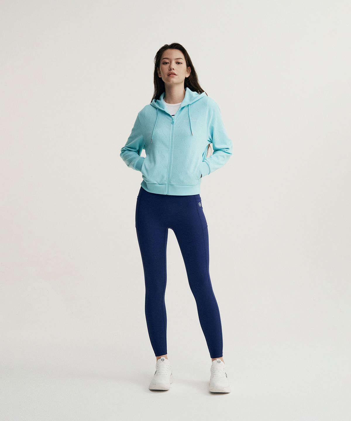 세르지오 타키니(SERGIO TACCHINI) W 데일리 자카드 후드 집업 (L.Turquoise)