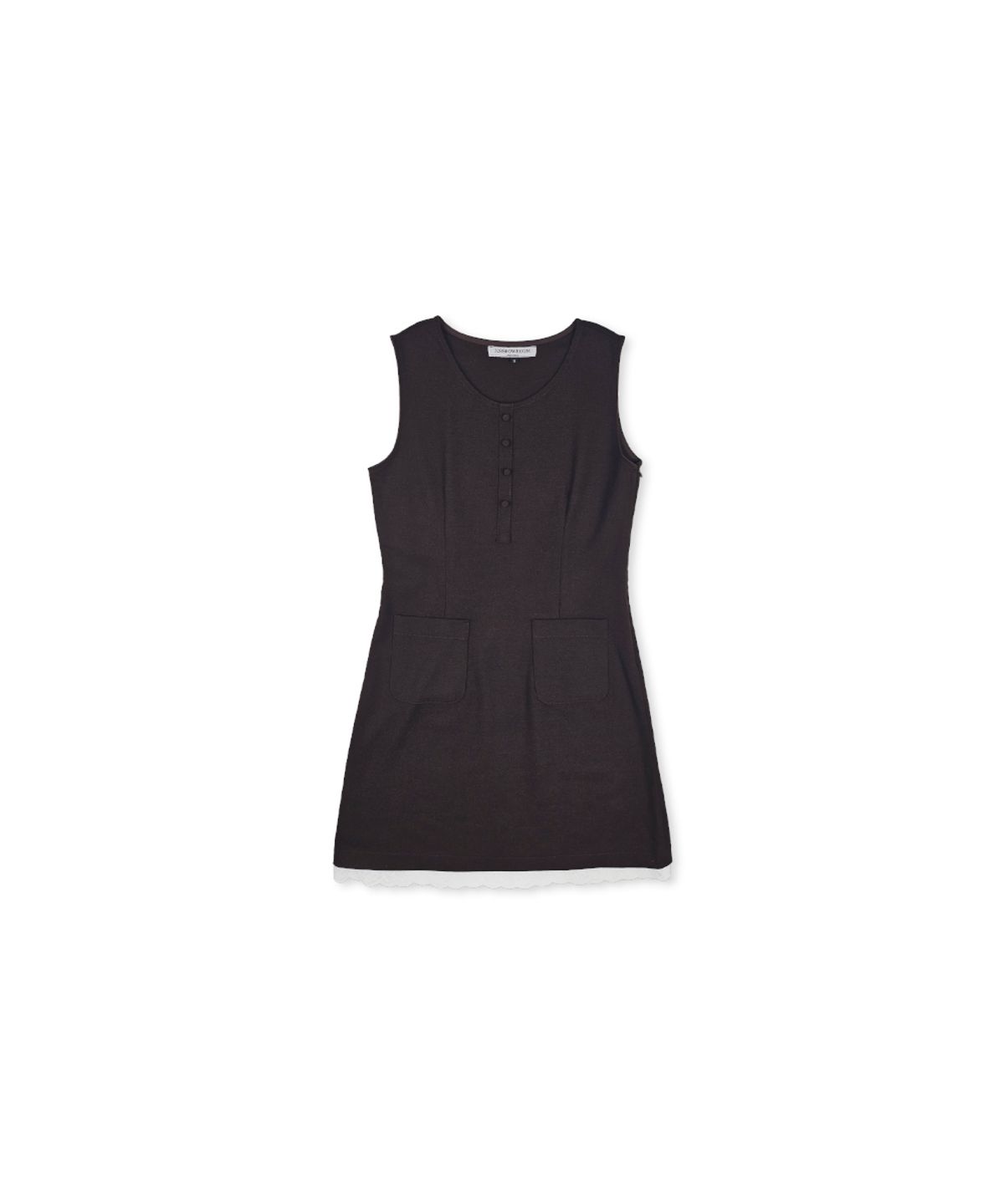 320쇼룸(320SHOWROOM) Sleeveless Lace Trim Wool Dress Brown