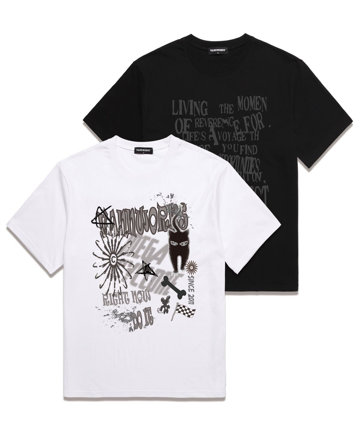 밴웍스(VANNWORKS) [2PACK] CAT BALANCE 오버핏 반팔 티셔츠 (VSMIX005)