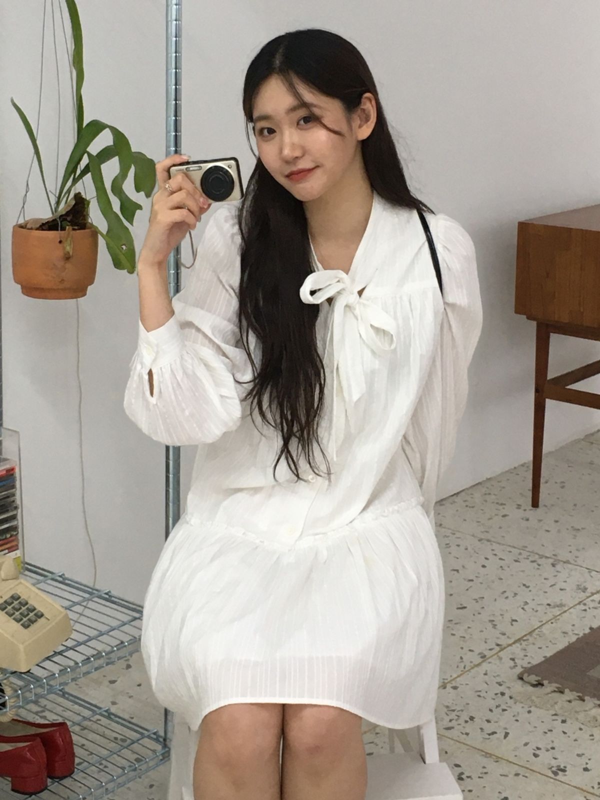 르니나(LENINA) DARLENE bow neck dress_WHITE