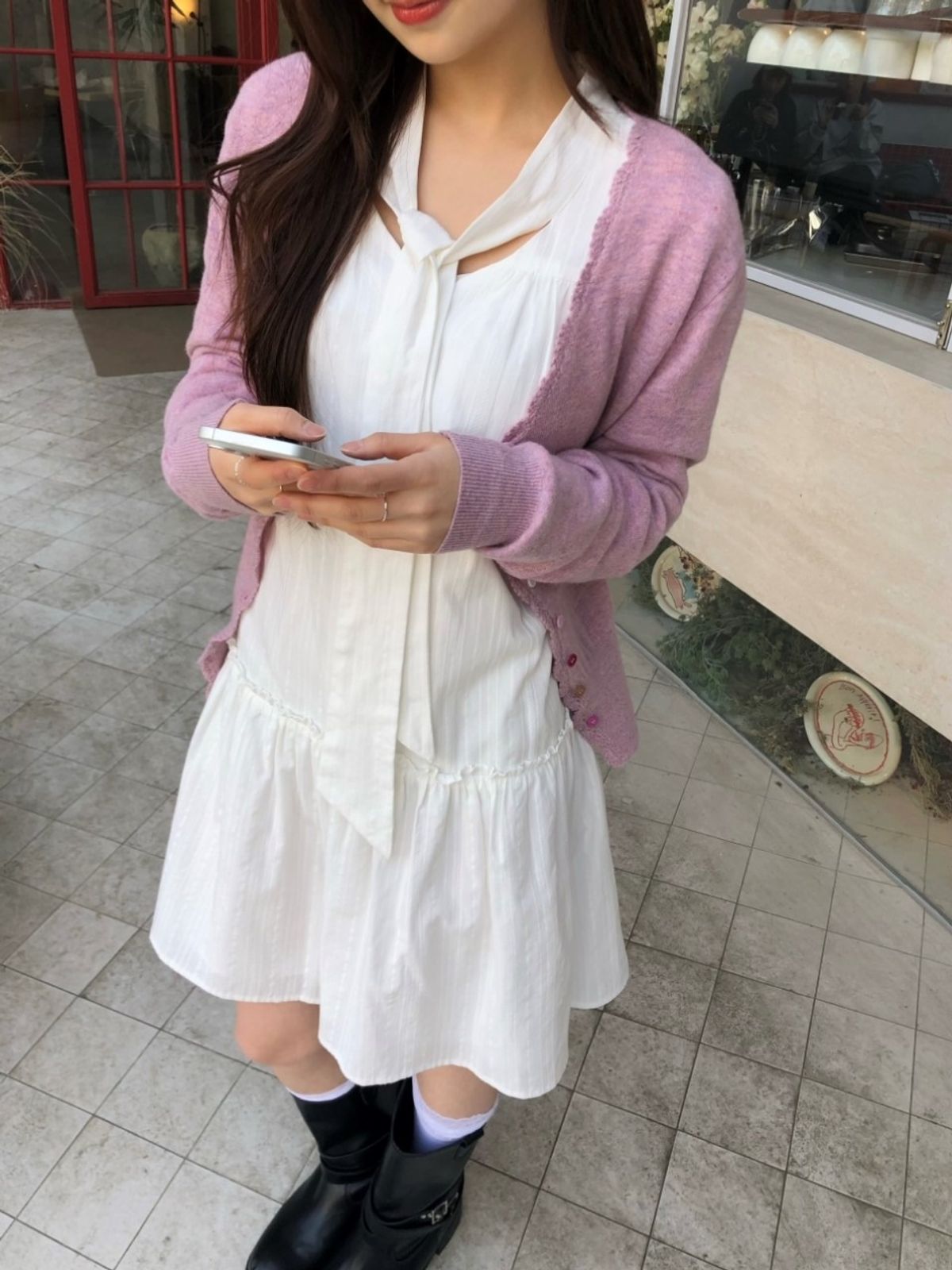 르니나(LENINA) DARLENE bow neck dress_WHITE