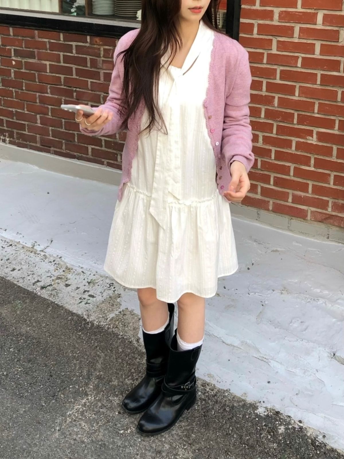 르니나(LENINA) DARLENE bow neck dress_WHITE