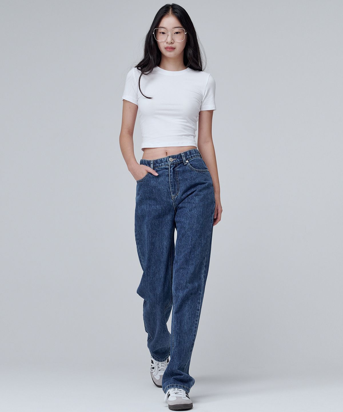 마롭(MALOUPE) 9107 사계절 와이드 데님팬츠 (미디움 인디고)