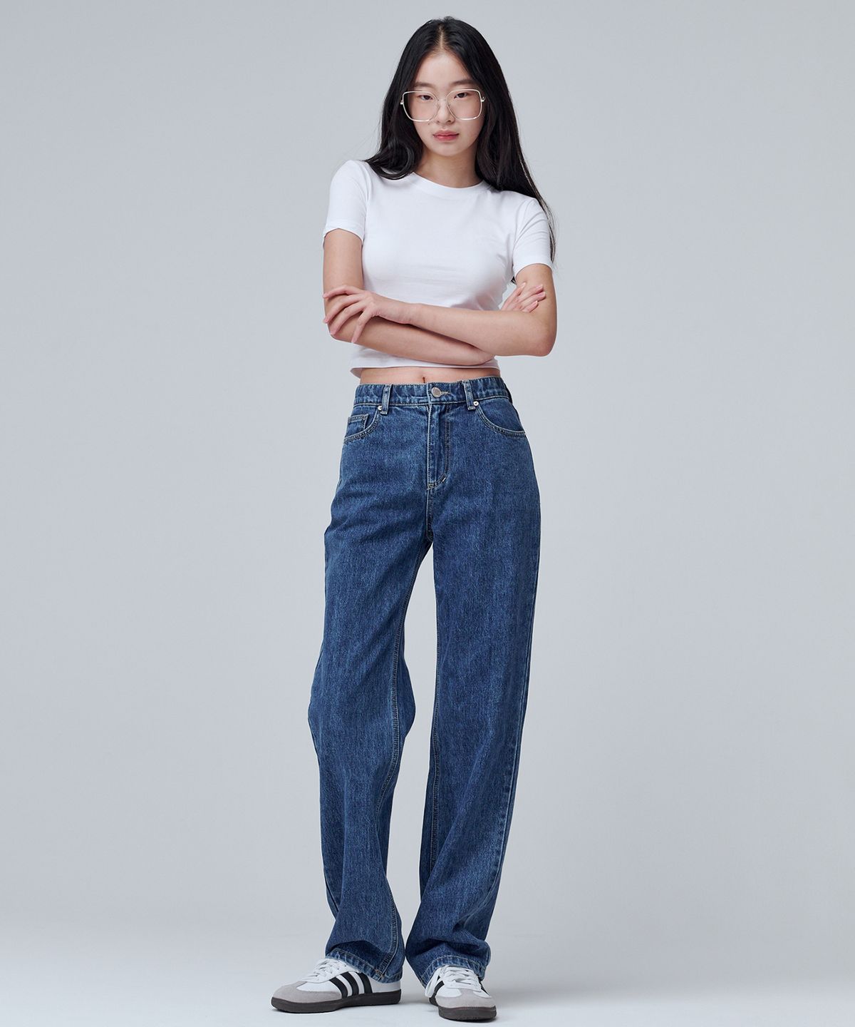 마롭(MALOUPE) 9107 사계절 와이드 데님팬츠 (미디움 인디고)