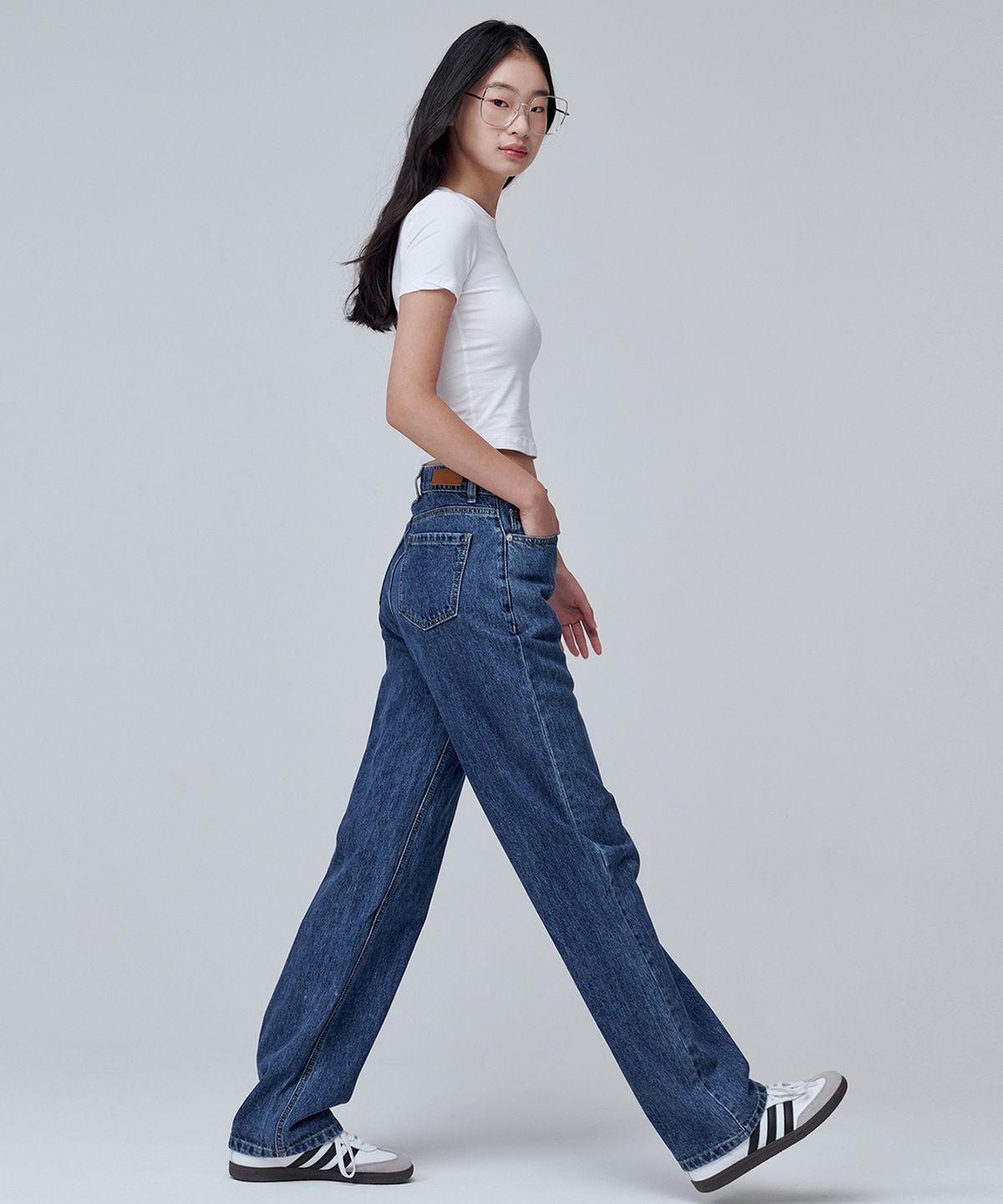 마롭(MALOUPE) 9107 사계절 와이드 데님팬츠 (미디움 인디고)
