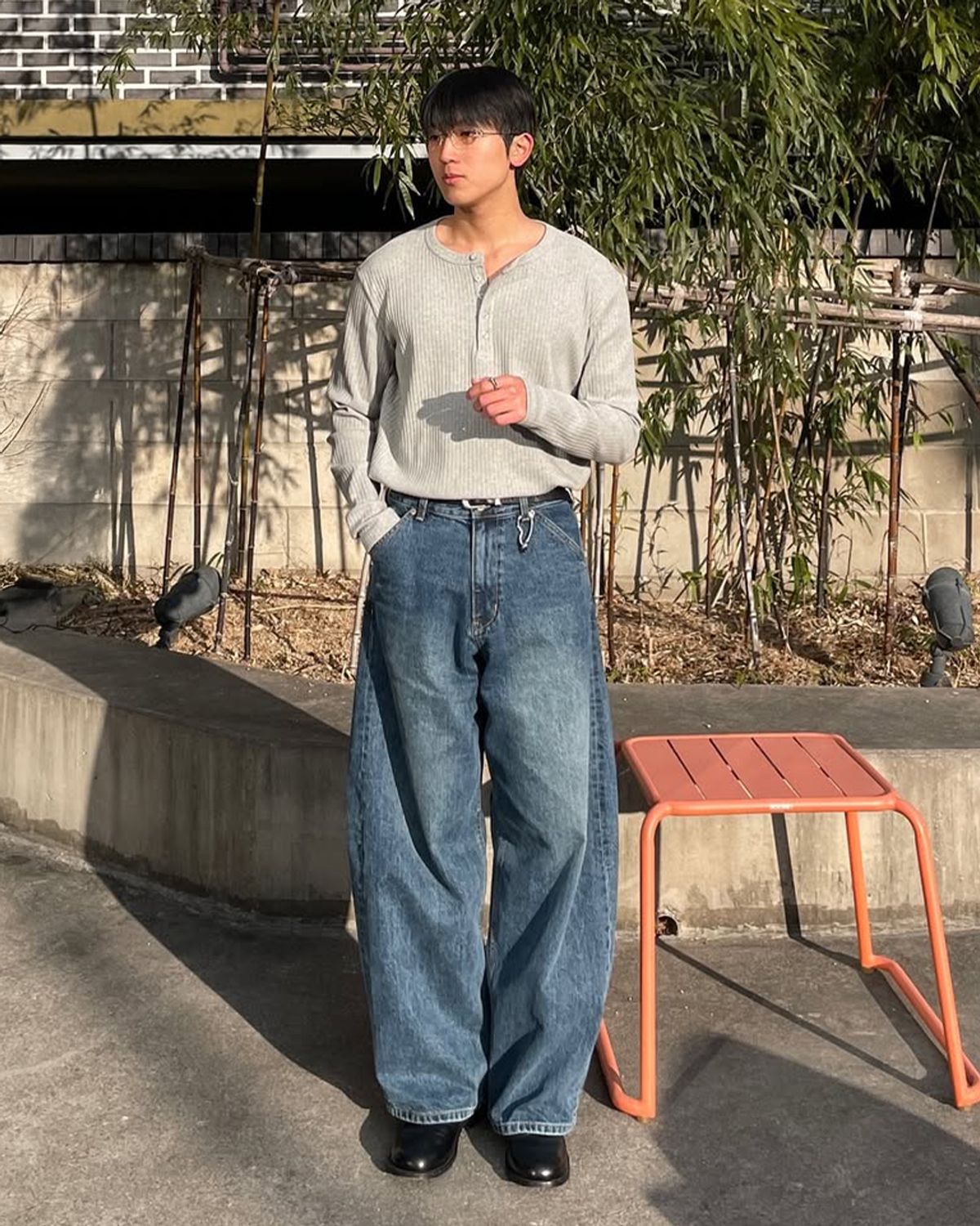 인템포무드(INTEMPOMOOD) 리브드 스웨트 헨리넥 : 3컬러
