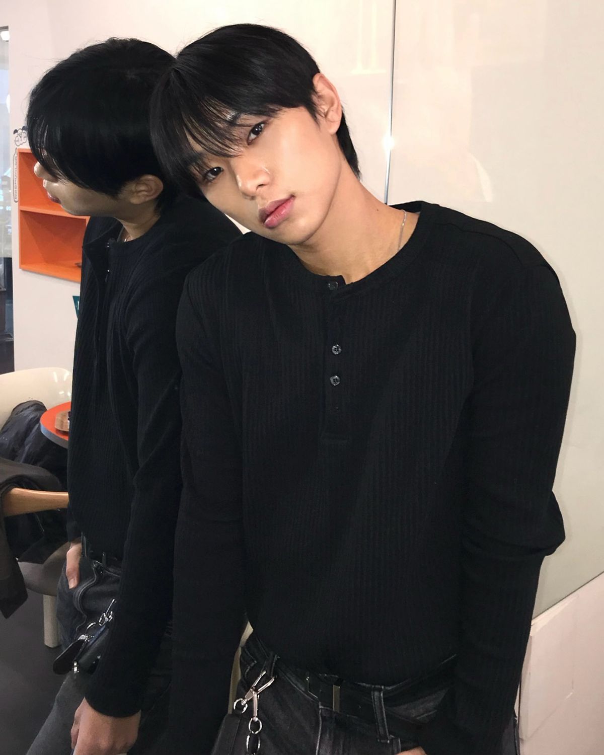 인템포무드(INTEMPOMOOD) 리브드 스웨트 헨리넥 : 3컬러