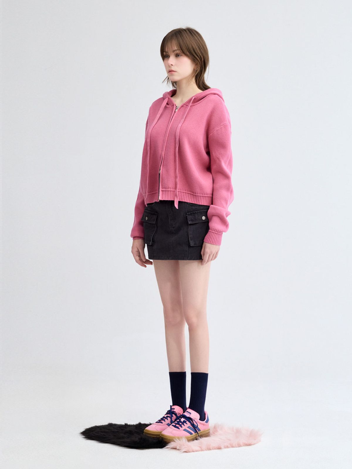 쿨키튼(KOOLKITTEN) 더블 포켓 데님 벨트 치마바지
