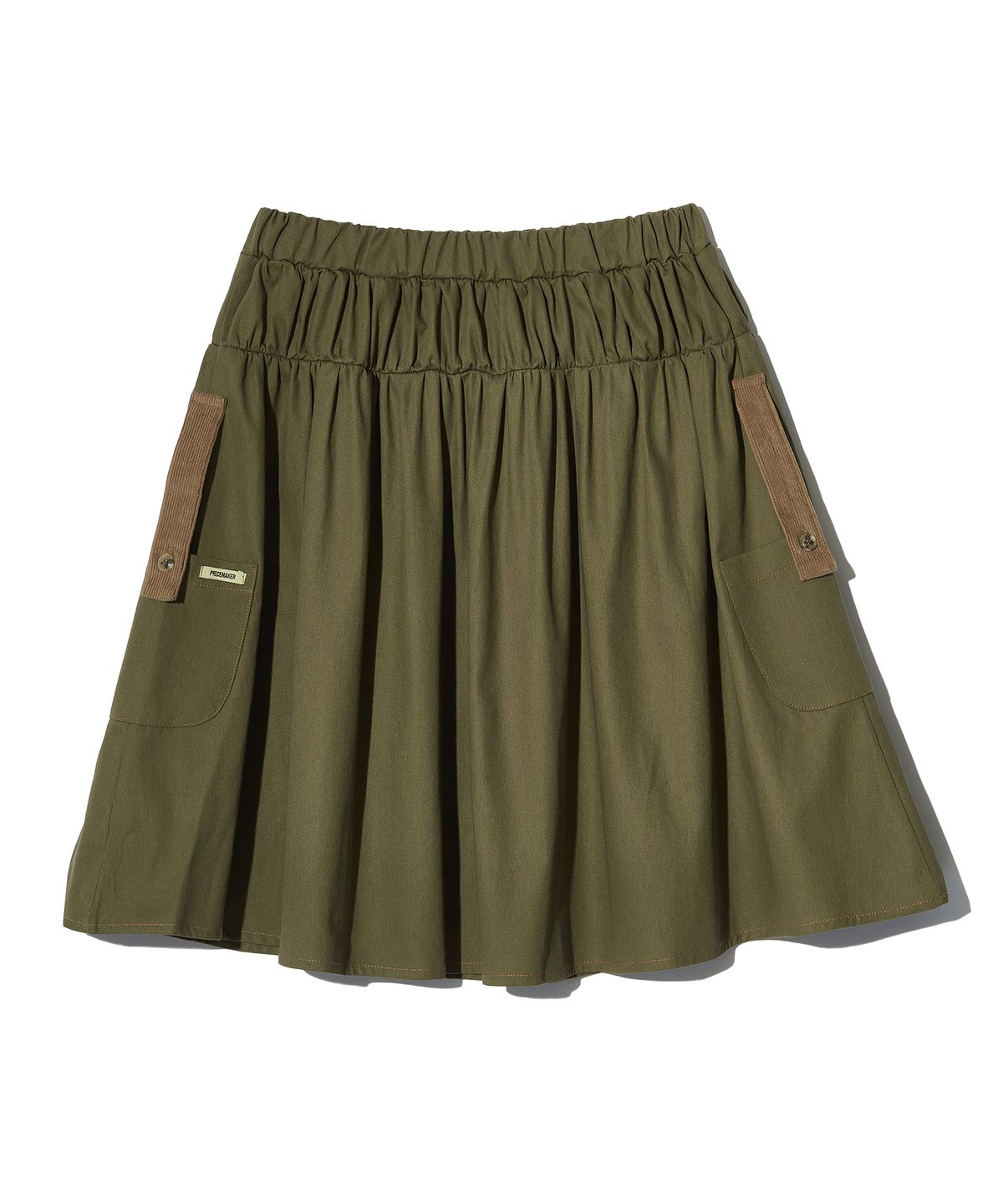 피스메이커(PIECE MAKER) CORDUROY POINT COTTON WORK MIDI SKIRT (KHAKI)