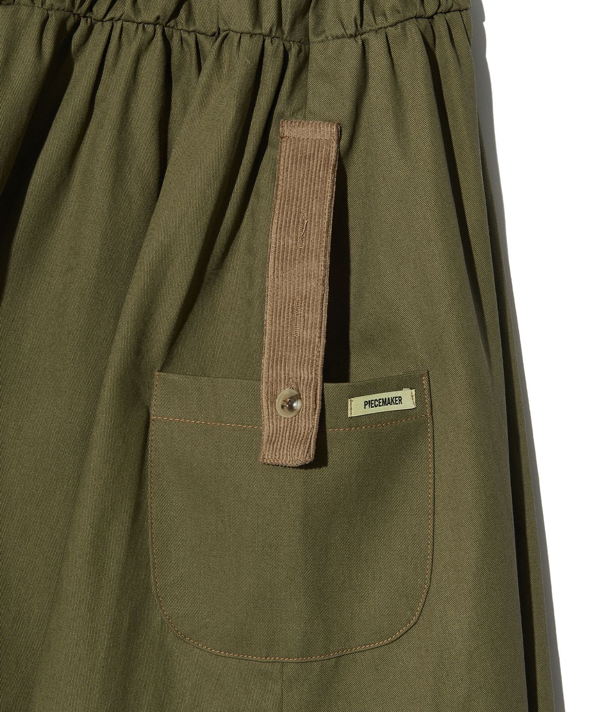 피스메이커(PIECE MAKER) CORDUROY POINT COTTON WORK MIDI SKIRT (KHAKI)
