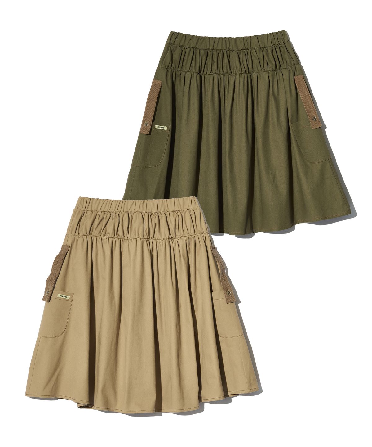 피스메이커(PIECE MAKER) CORDUROY POINT COTTON WORK MIDI SKIRT (KHAKI)