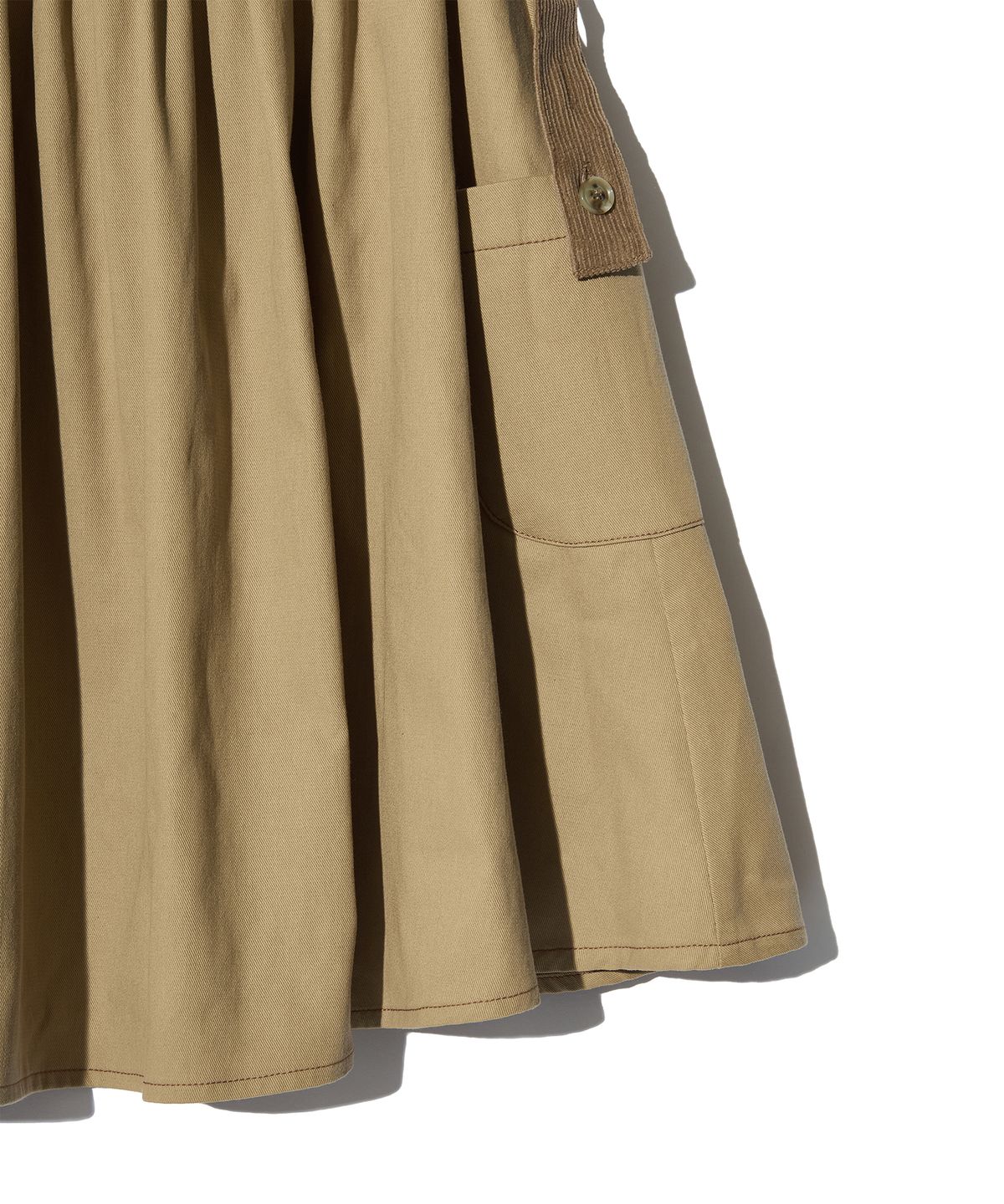 피스메이커(PIECE MAKER) CORDUROY POINT COTTON WORK MIDI SKIRT (BEIGE)