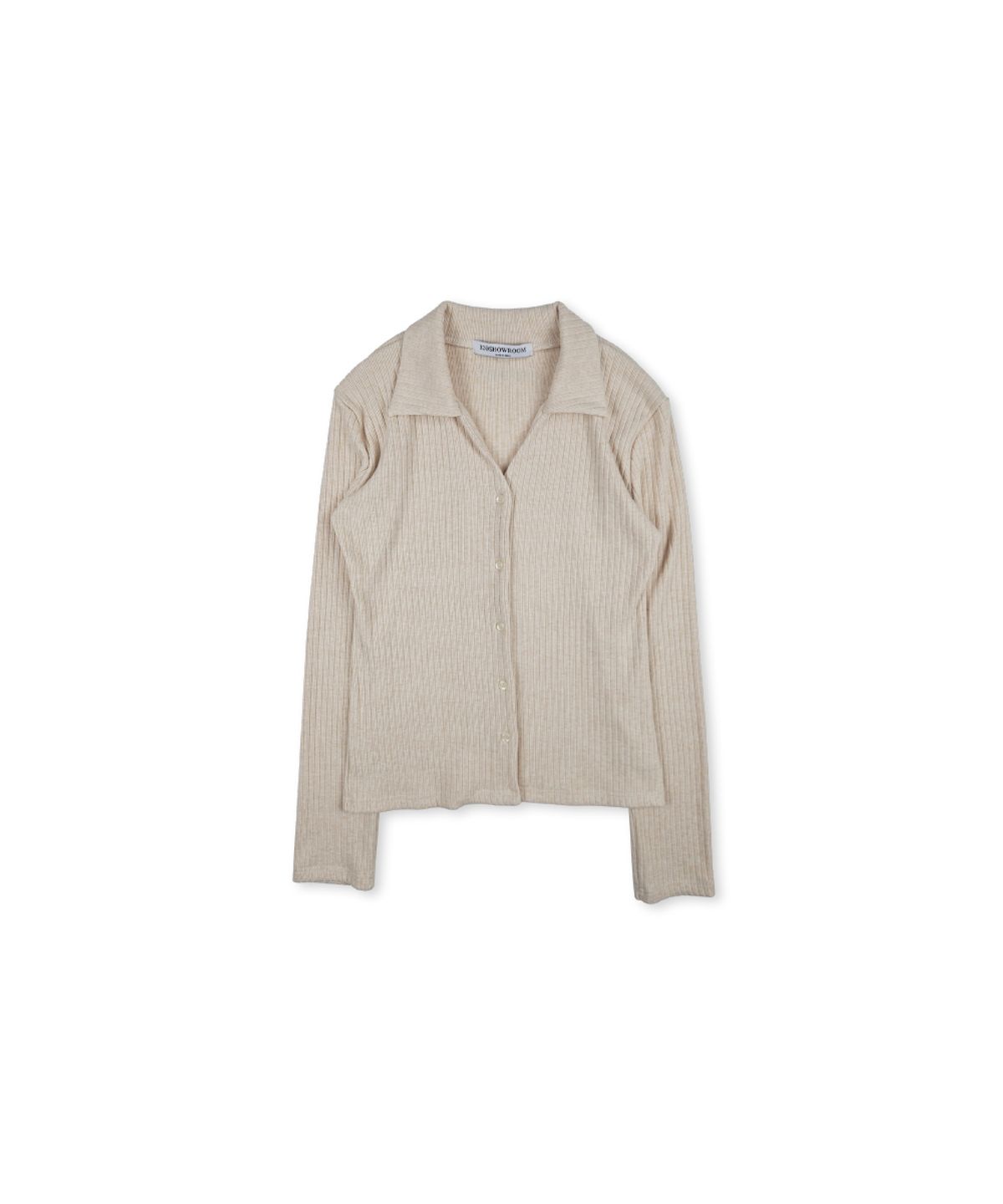 320쇼룸(320SHOWROOM) Open collar Ribbed Cardigan Beige
