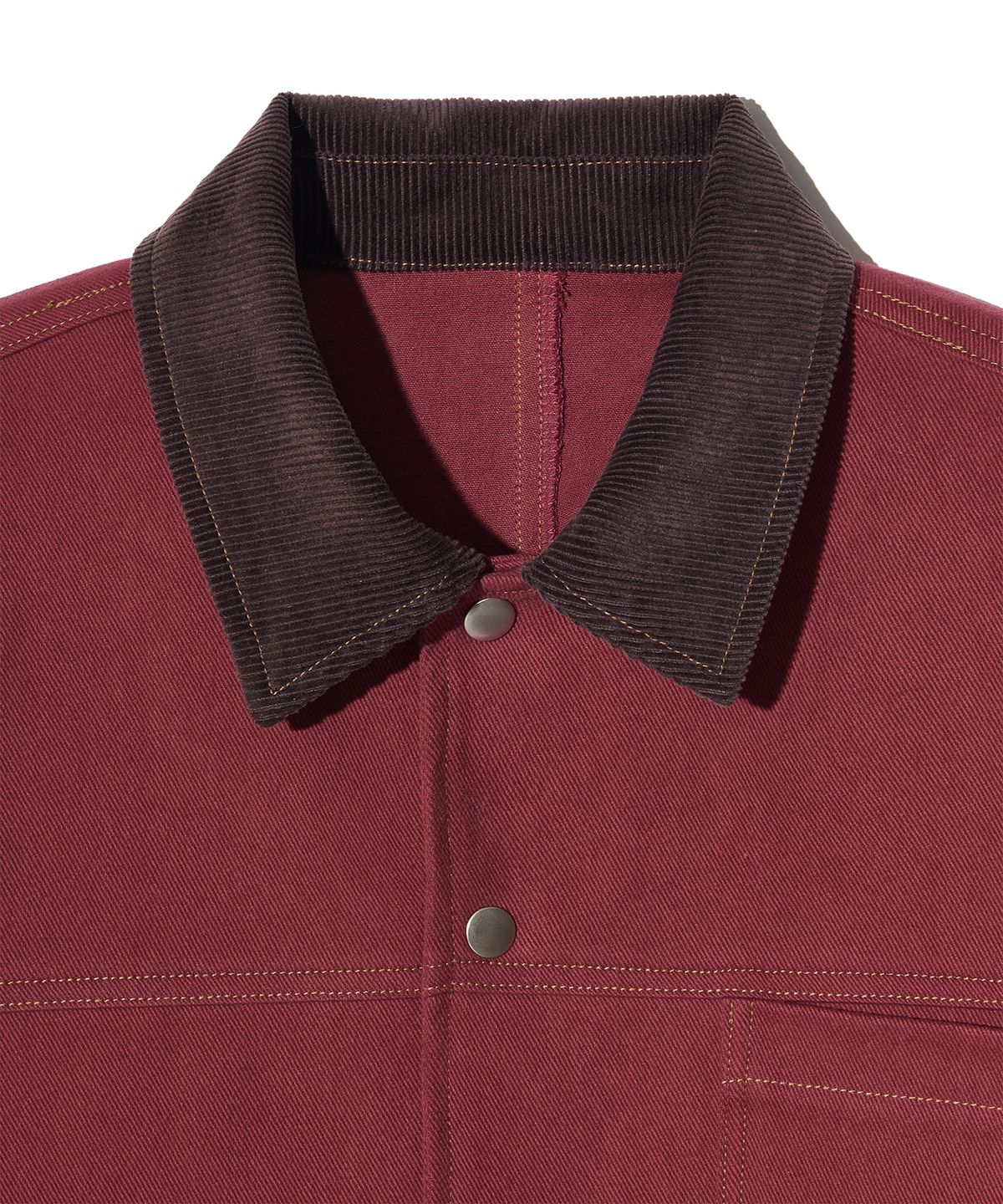 피스메이커(PIECE MAKER) CORDUROY POINT COTTON WORK JACKET (BURGUNDY)