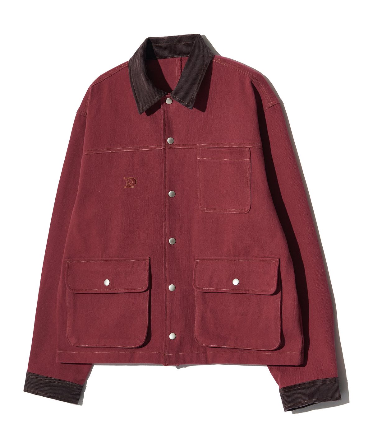 피스메이커(PIECE MAKER) CORDUROY POINT COTTON WORK JACKET (BURGUNDY)