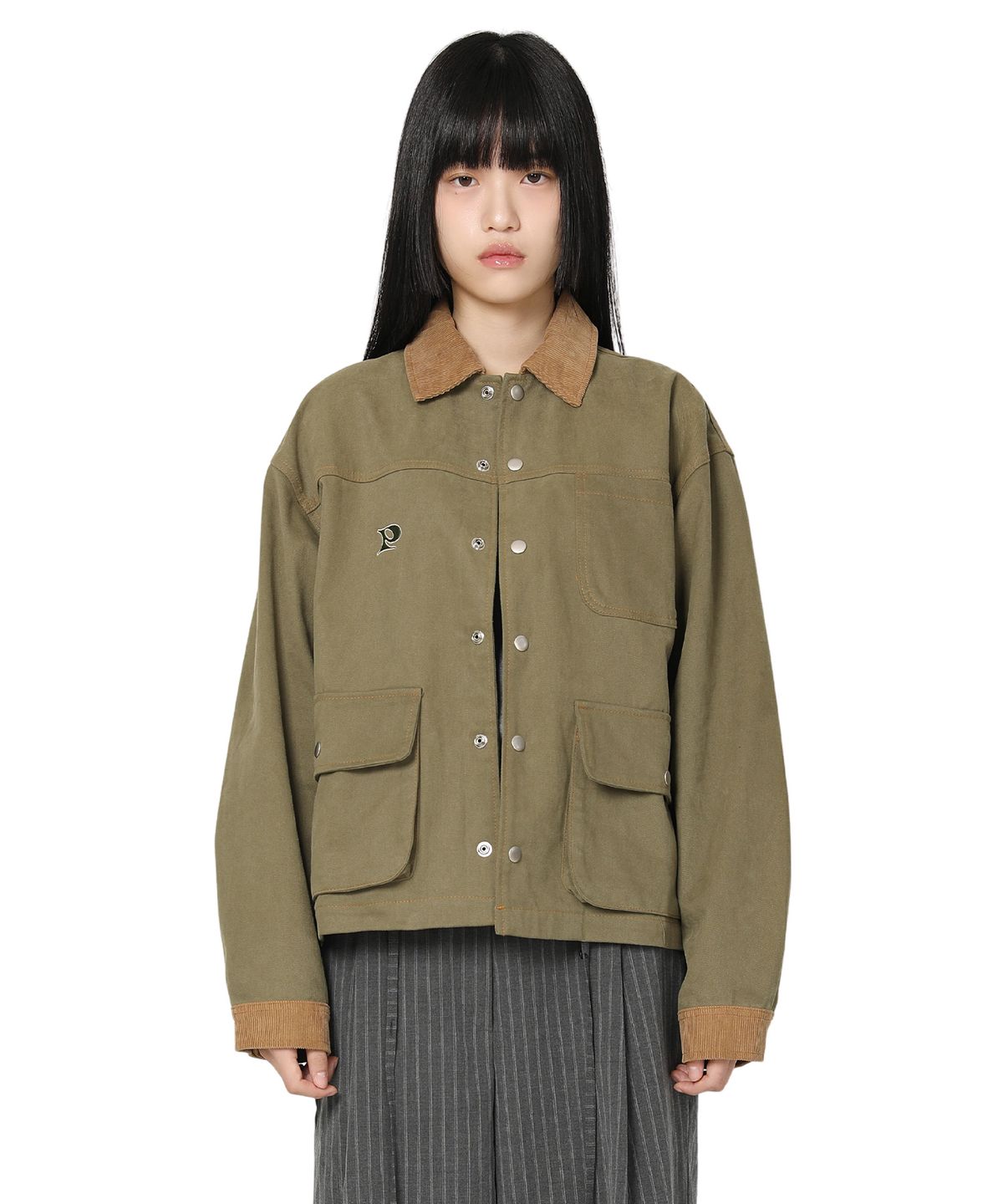 피스메이커(PIECE MAKER) CORDUROY POINT COTTON WORK JACKET (KHAKI)
