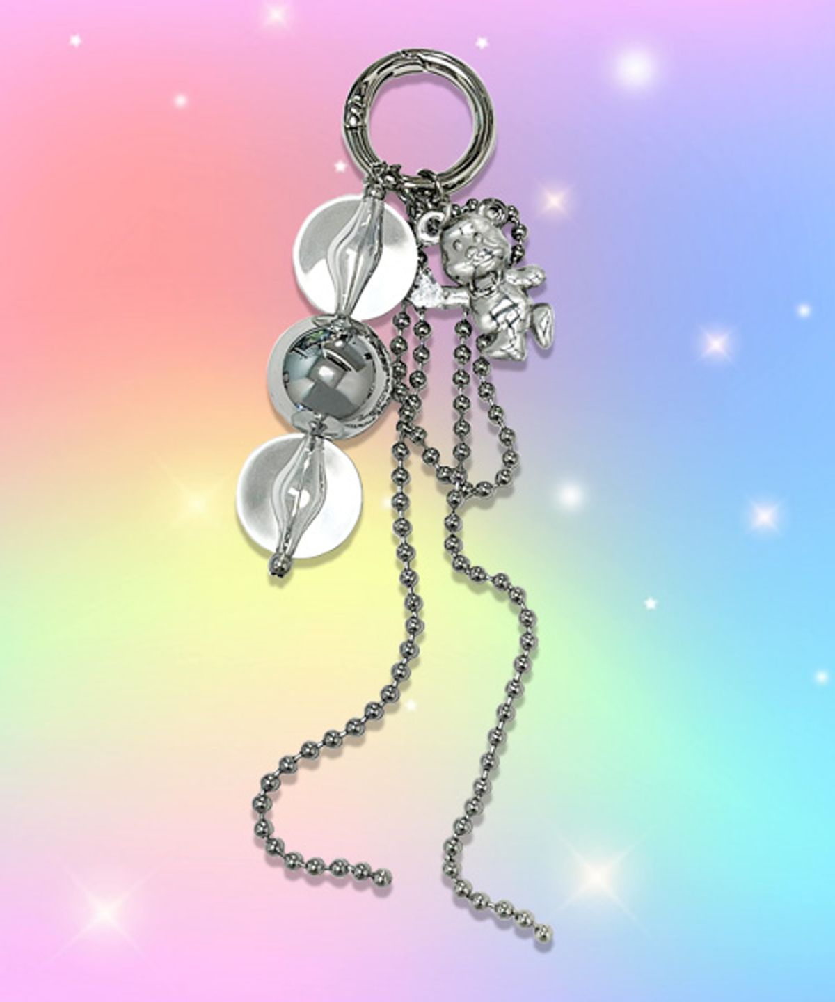 랜덤오프(RANDOMOFF) Cubic metallic Bear keyring [soft silver]
