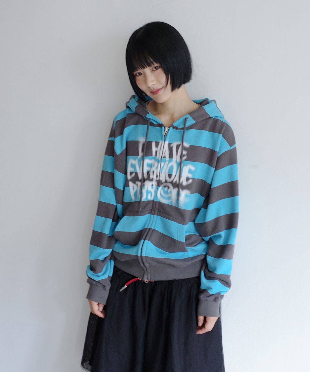 이스트쿤스트(ISTKUNST) PISS OFF ST HOOD ZIP UP_BLUE(IK2EFMM483A)