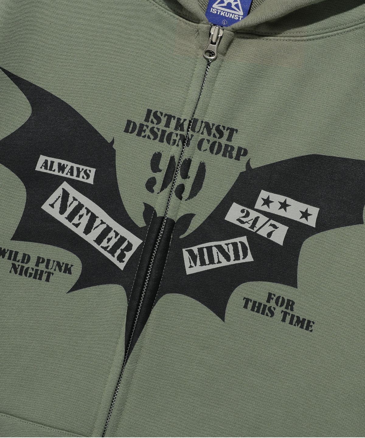 이스트쿤스트(ISTKUNST) BAT HOOD ZIP UP_OLIVE(IK2EFMM482A)