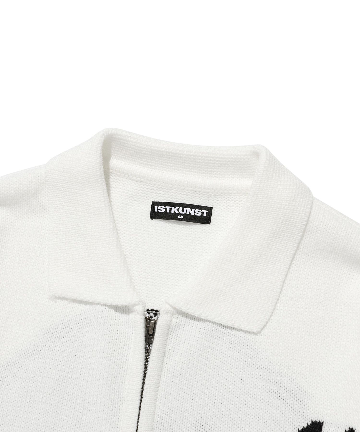 MUSINSA公式 | ISTKUNST BLUR SMILEY BALL ZIP UP KNIT_WHITE