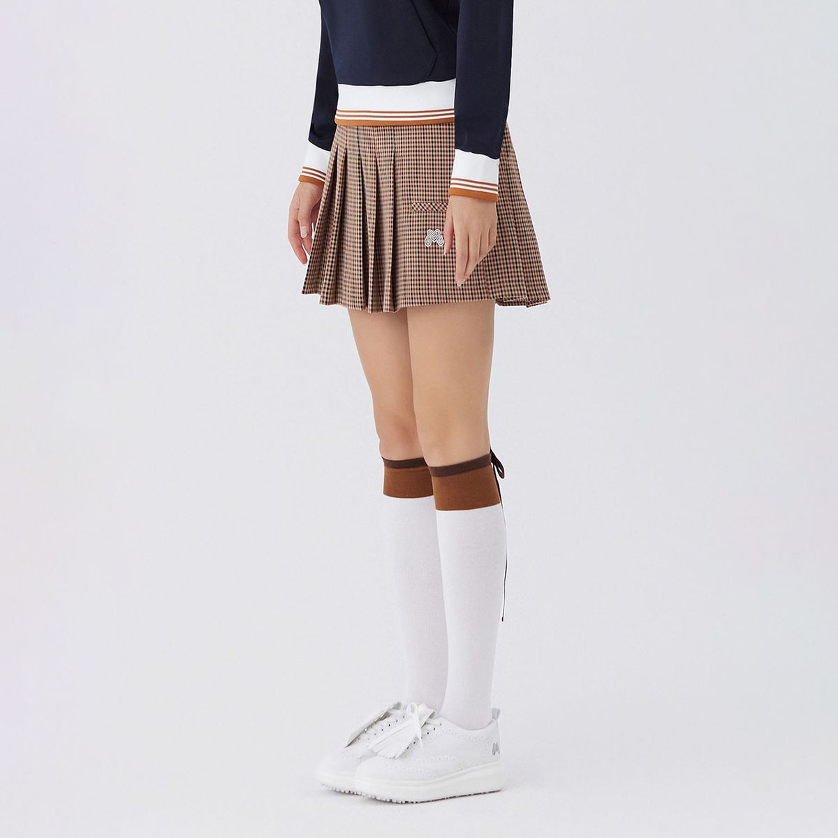 마틴골프(MARTINE GOLF) Check Half Pleats Skirts_BEIGE