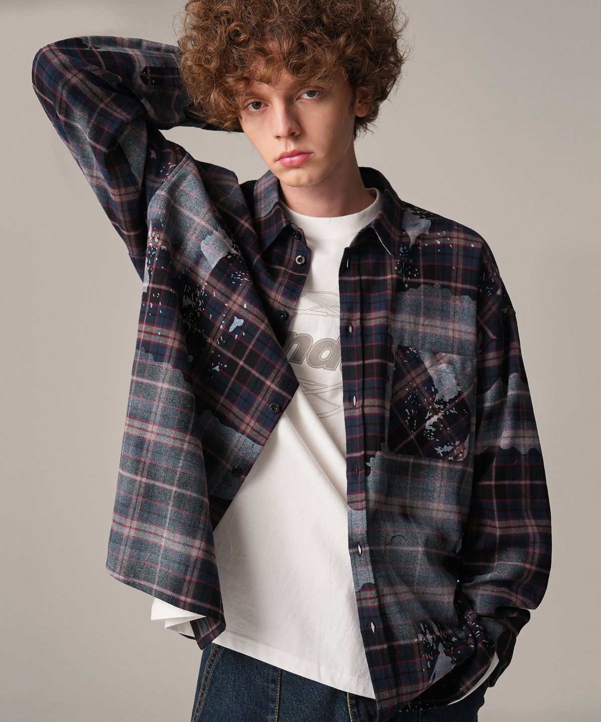 젠더스트(ZENDUST) Bappe Overfit Check Shirt GREEN