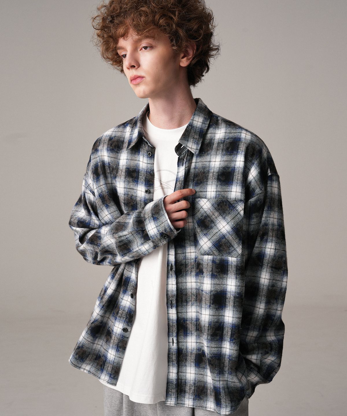젠더스트(ZENDUST) Jidan Overfit Check Shirt BLACK