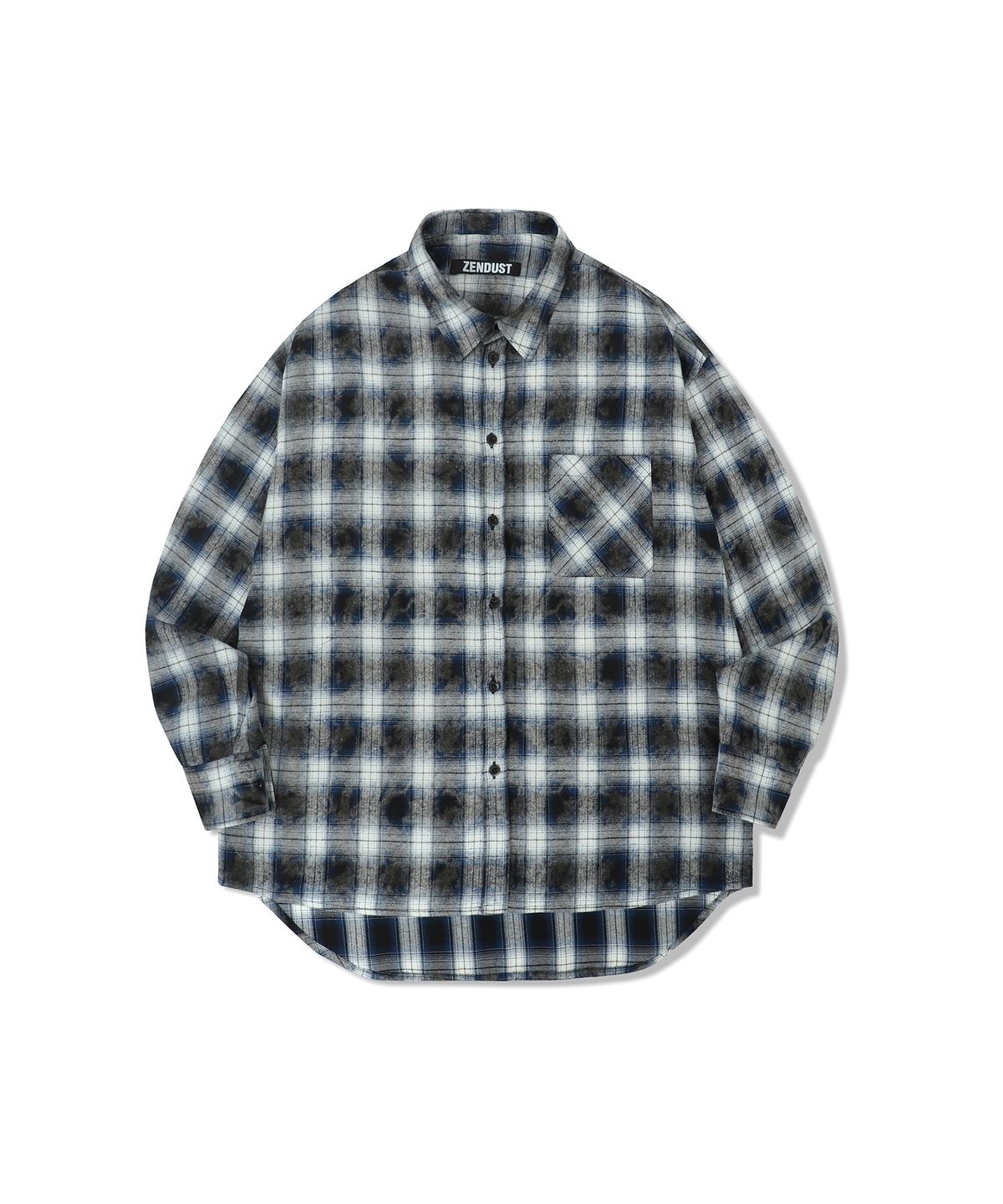젠더스트(ZENDUST) Jidan Overfit Check Shirt BLUE