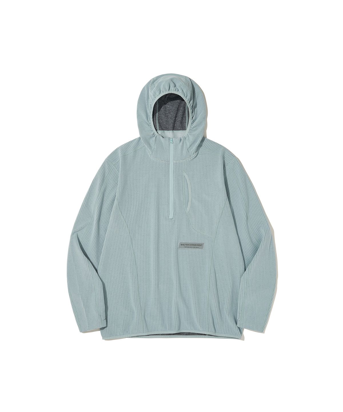 웰터 익스페리먼트(WELTER EXPERIMENT) SQUARE FLEECE HOOD PULLOVER_BLUE_WLT034