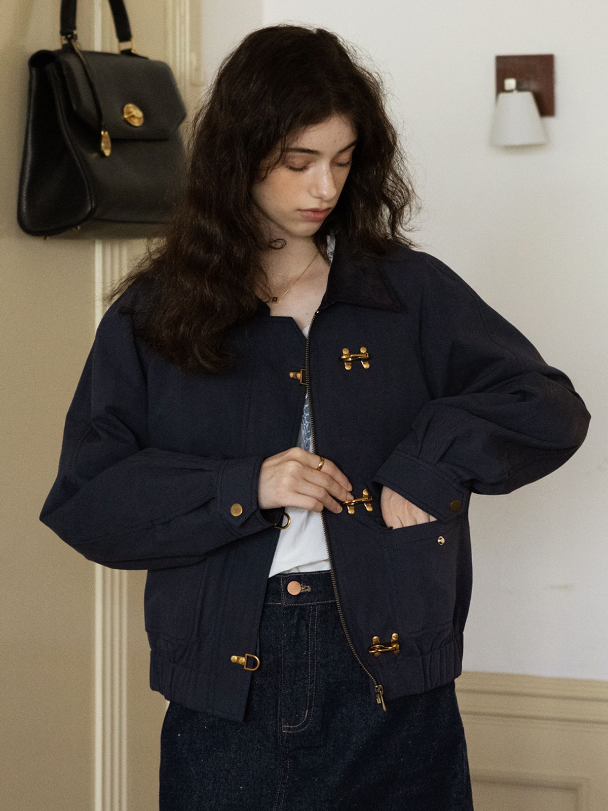 르니나(LENINA) GINNY detachable 3M Thinsulate vest bomber jacket_navy