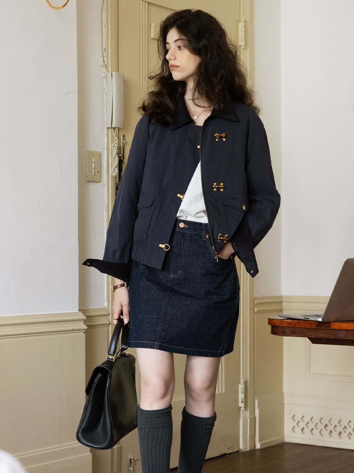 르니나(LENINA) GINNY detachable 3M Thinsulate vest bomber jacket_navy