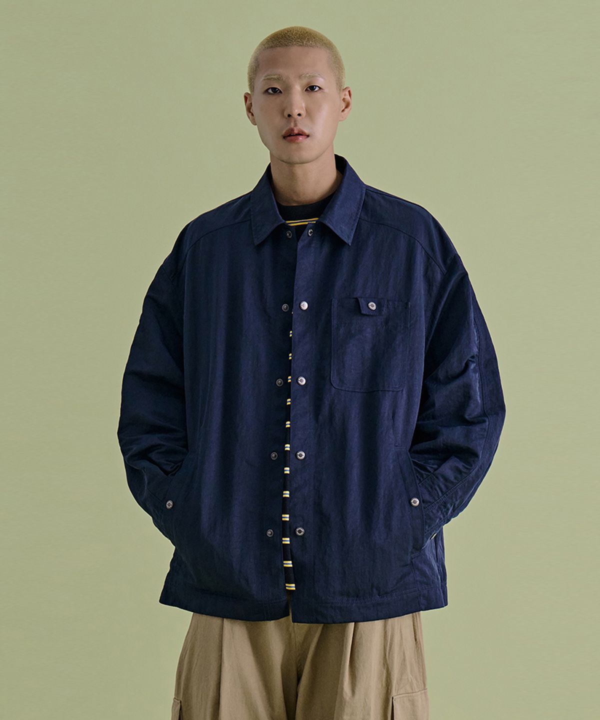 논타입(NONTYPE) NYLON TRUCKER JACKET (NAVY)