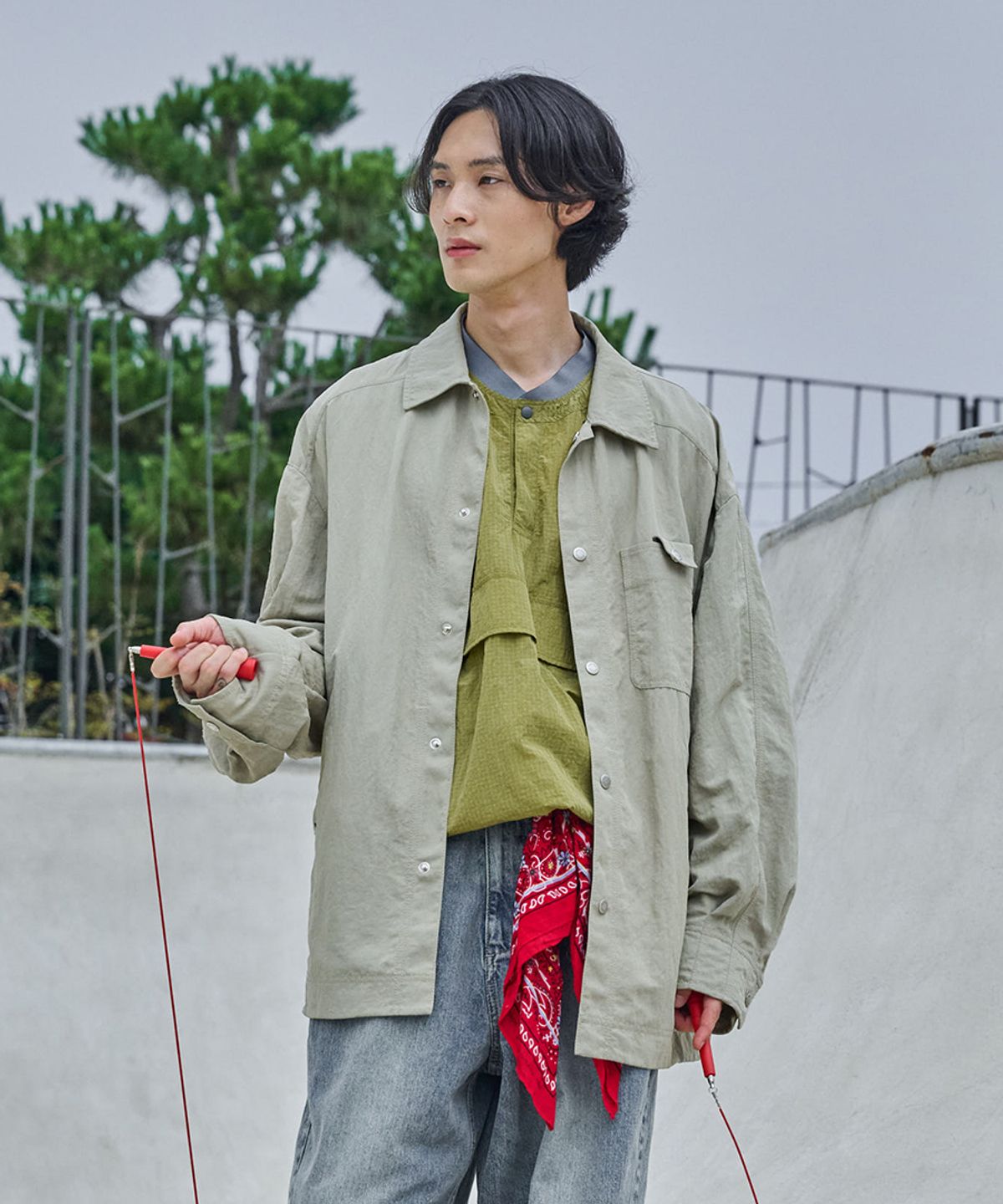 논타입(NONTYPE) NYLON TRUCKER JACKET (BEIGE)