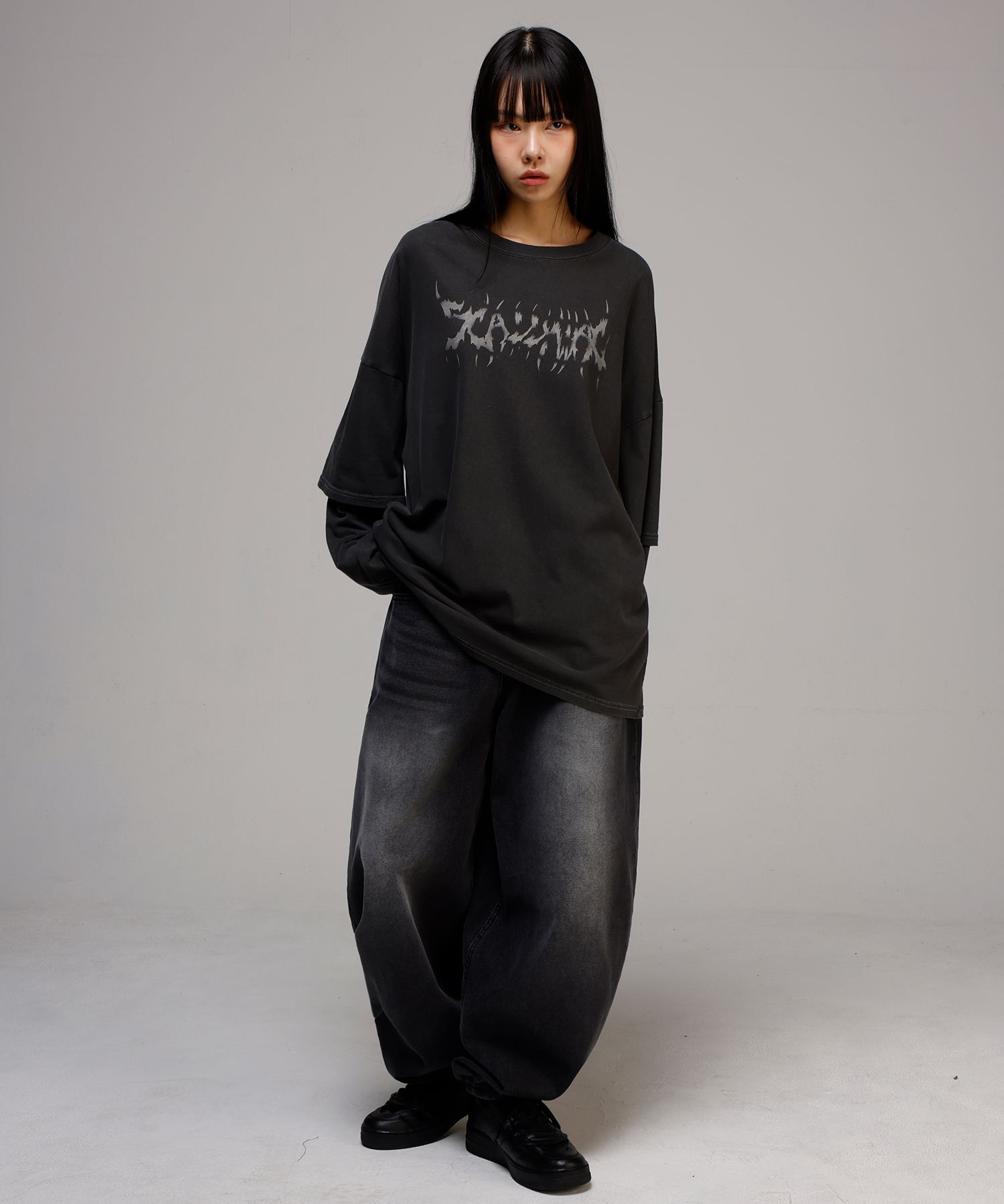 SCALLYWAG/SWING BALLOON FIT DENIM/ユニセックス/ワイドパンツ MUSINSA | SCALLYWAG Swing Balloon Fit Denim [Black]