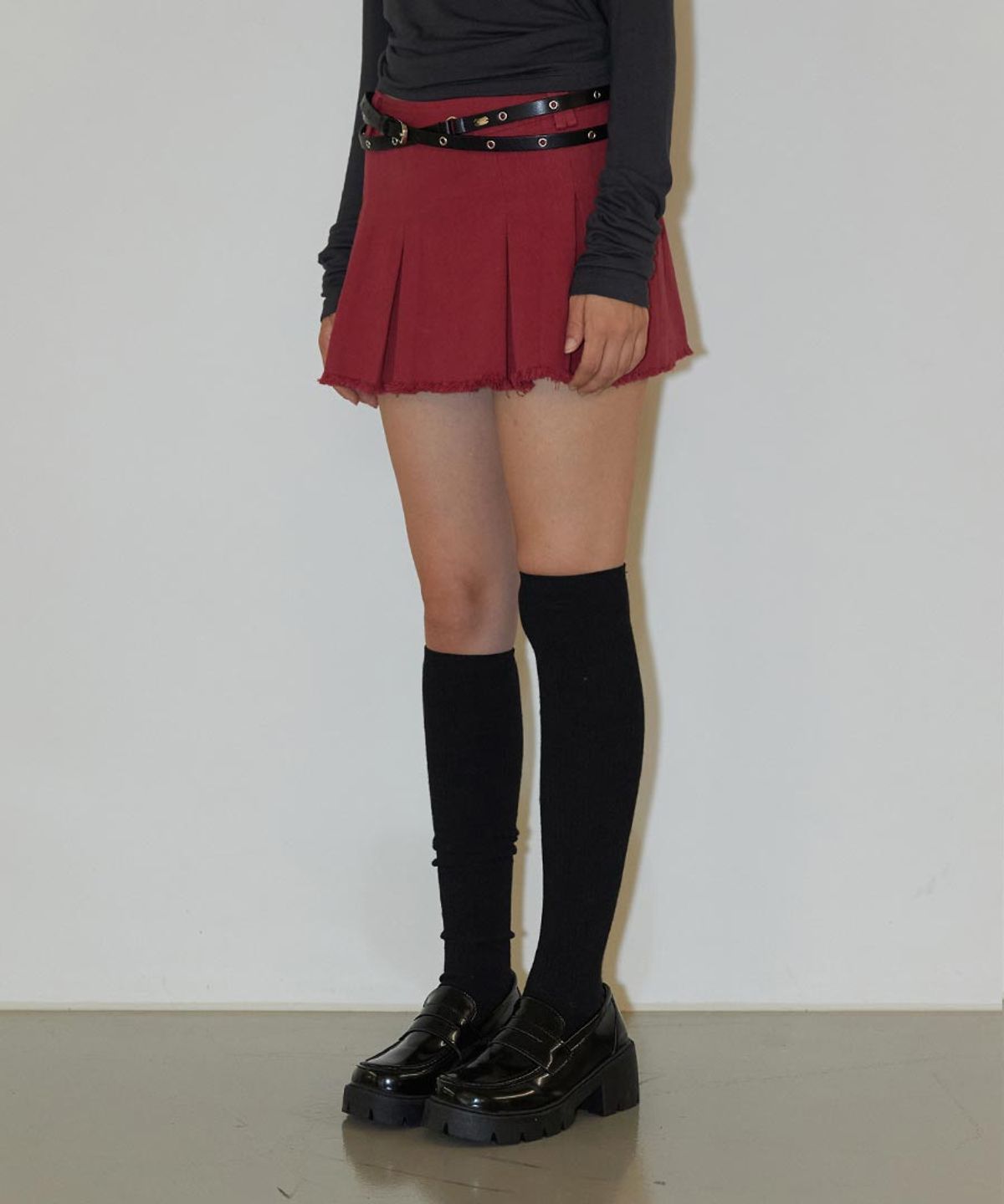 렌세(RENSE) Eyelet Double Leather Belt