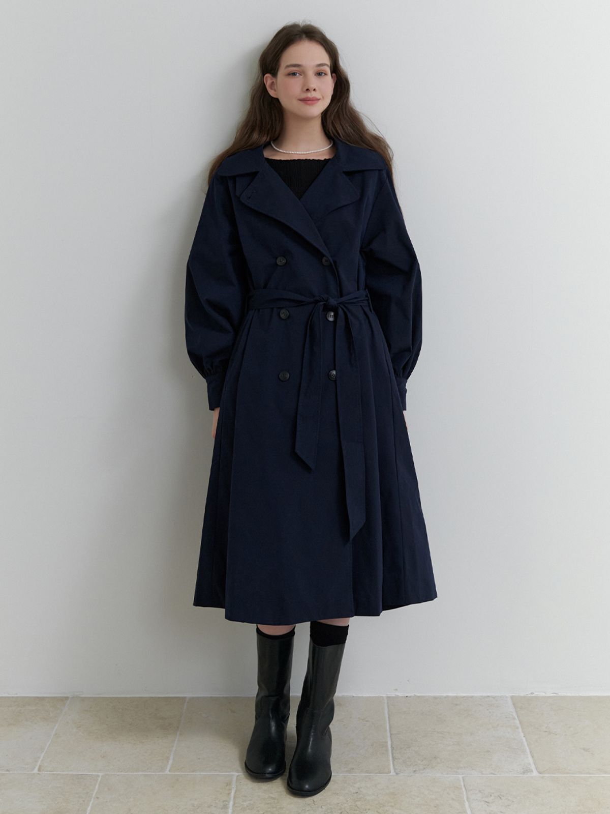 리엘(RE L) Magnet trench coat (navy)