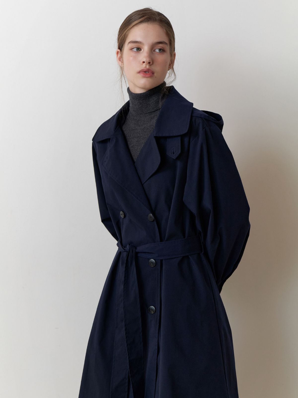 리엘(RE L) Magnet trench coat (navy)