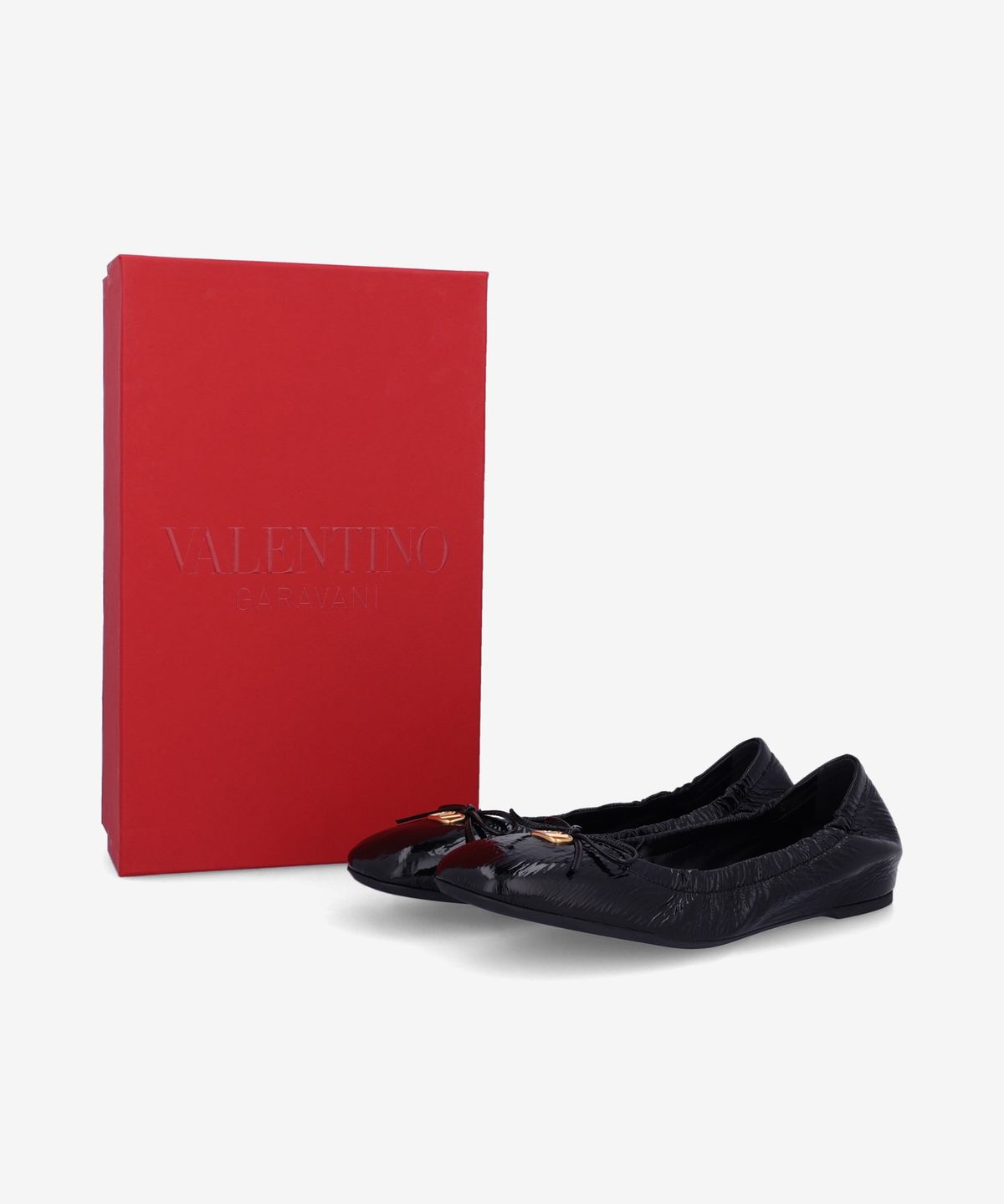 발렌티노(VALENTINO) V로고 시그니처 발레리나 플랫 슈즈 - 블랙 / 5W2S0JG3HRM0NO