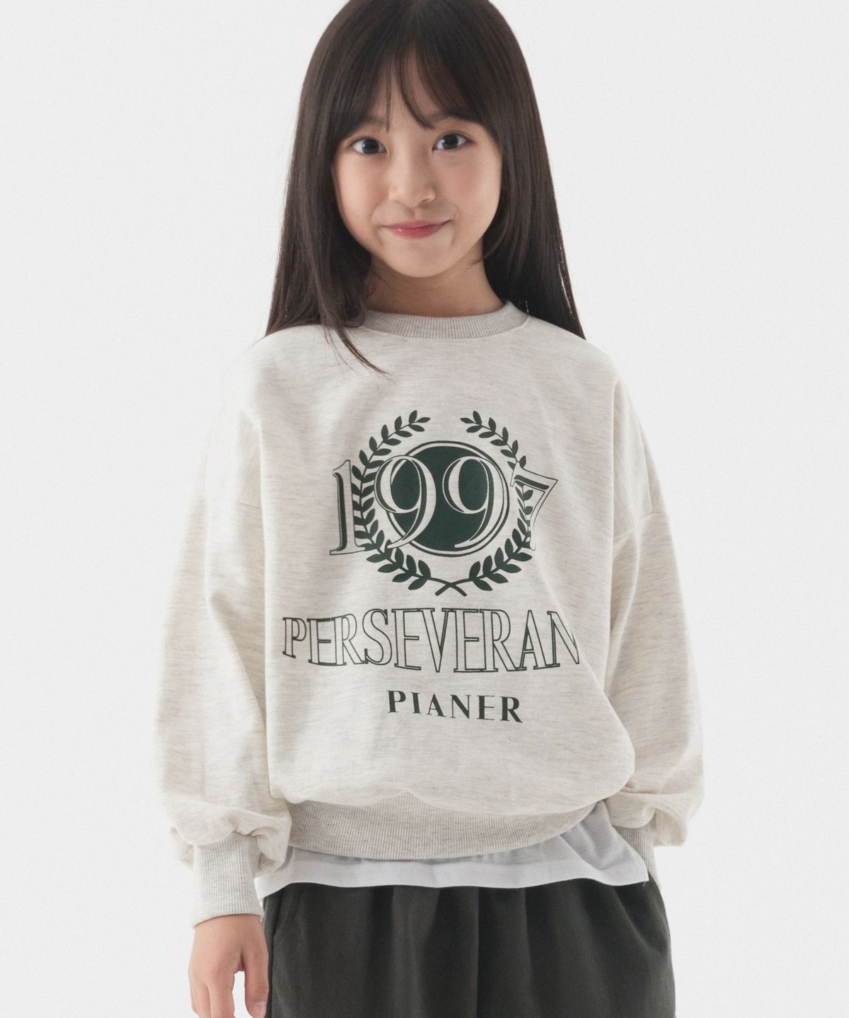 피아네르 키즈(PIANER KIDS) 1997 프린트 오버핏 맨투맨 (오트밀)