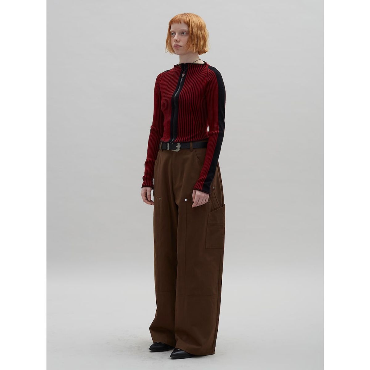 샌드 사운드(SAND SOUND) Boat Neck Crop ZipUp Cardigan  Red