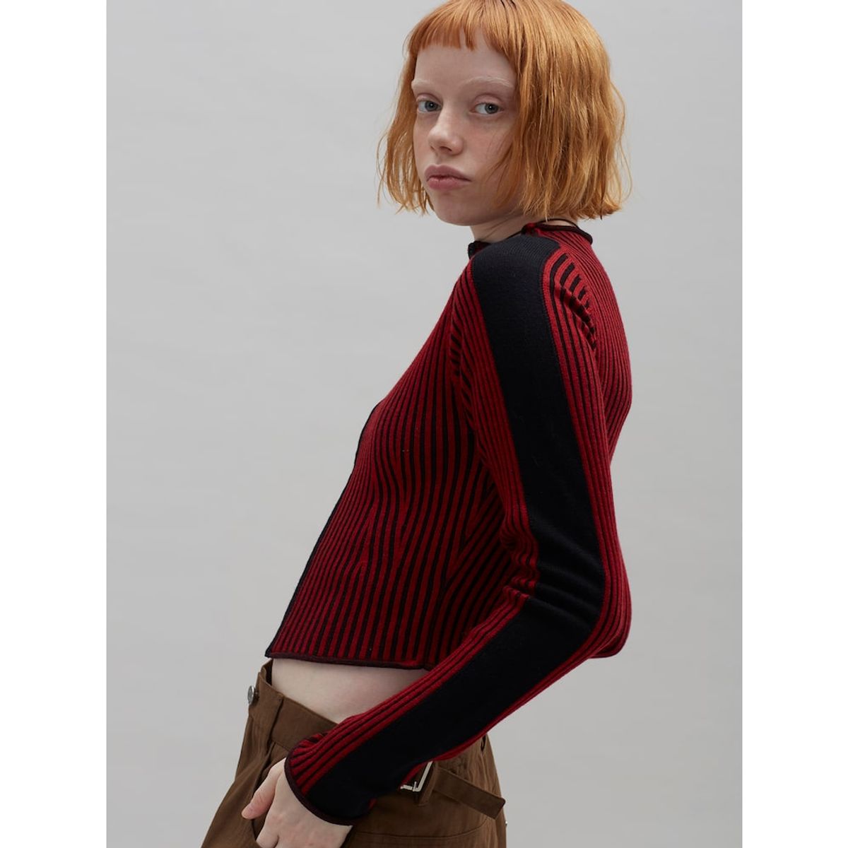 샌드 사운드(SAND SOUND) Boat Neck Crop ZipUp Cardigan  Red