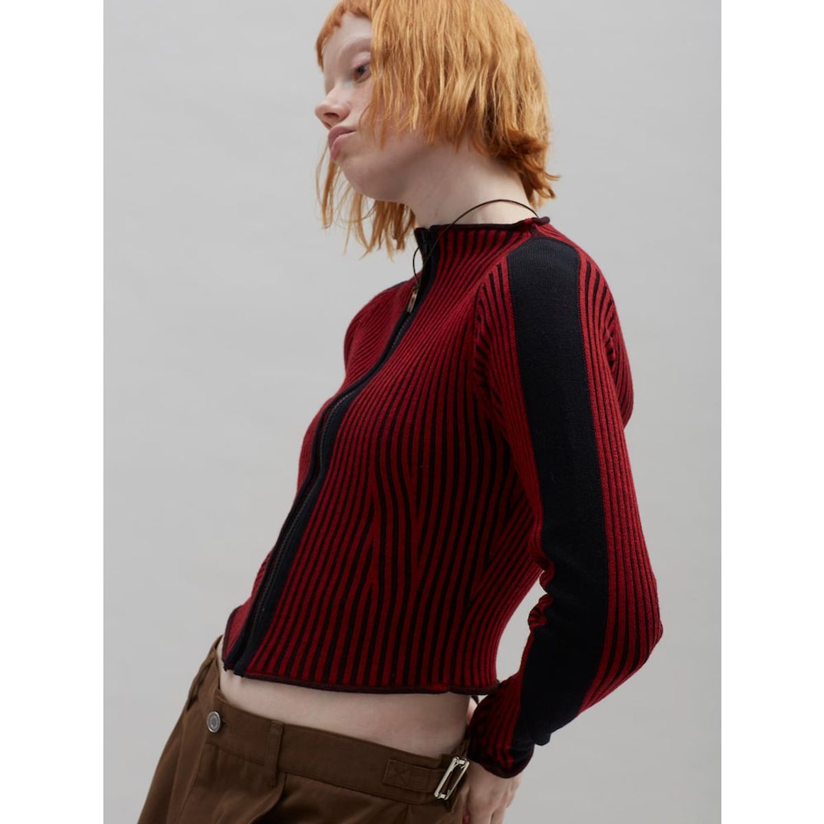 샌드 사운드(SAND SOUND) Boat Neck Crop ZipUp Cardigan  Red