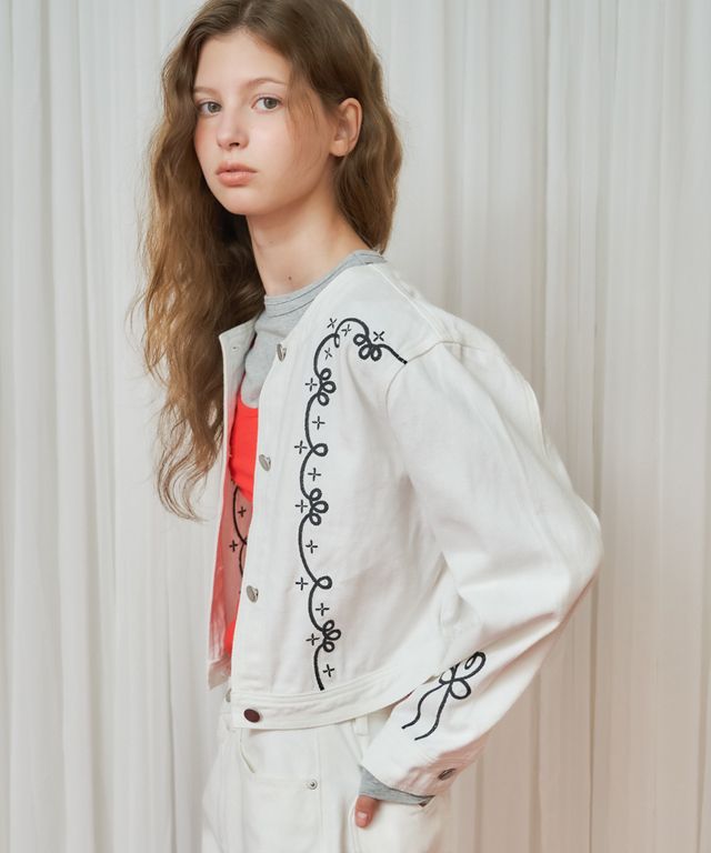 ジャケット RONRON NEEDLEWORK WESTERN DENIM JACKET WHITE RR24CJK3807WH MUSINSA | RONRON NEEDLEWORK WESTERN DENIM JACKET WHITE