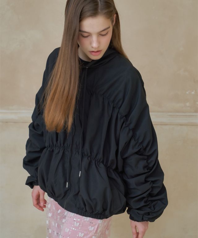 ◇RONRON◇ SHIRRING WIND JUMPER BLACK MUSINSA | RONRON SHIRRING WIND JUMPER BLACK