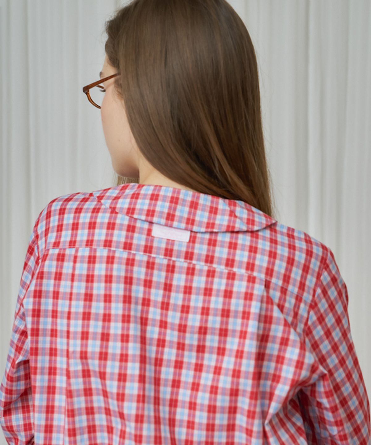 론론(RONRON) ROUND COLLAR VINTAGE CHECK SHIRT RED
