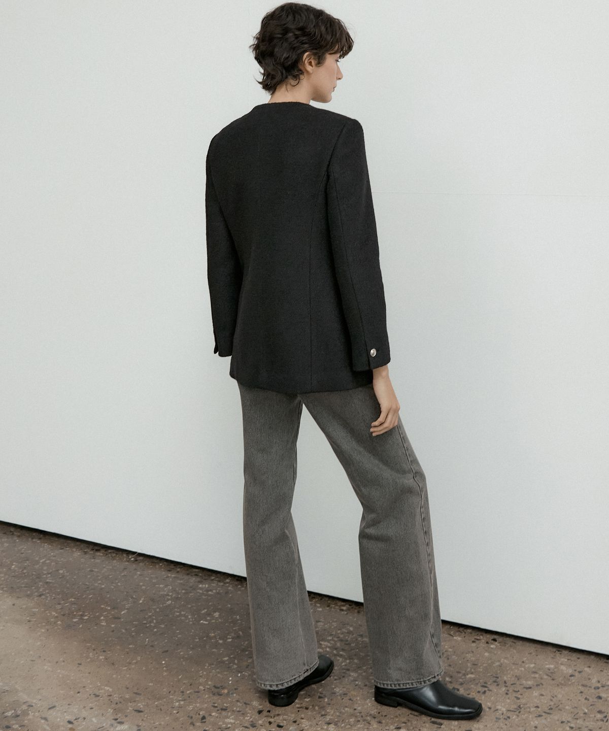 오떼뜨(OCTETTE) MONO WOOL BOUCLE TWEED JK-BLACK