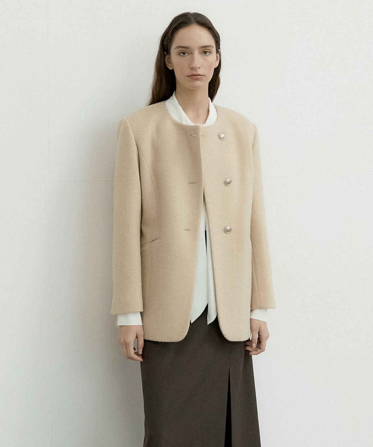 오떼뜨(OCTETTE) MONO WOOL BOUCLE TWEED JK_2COLOR