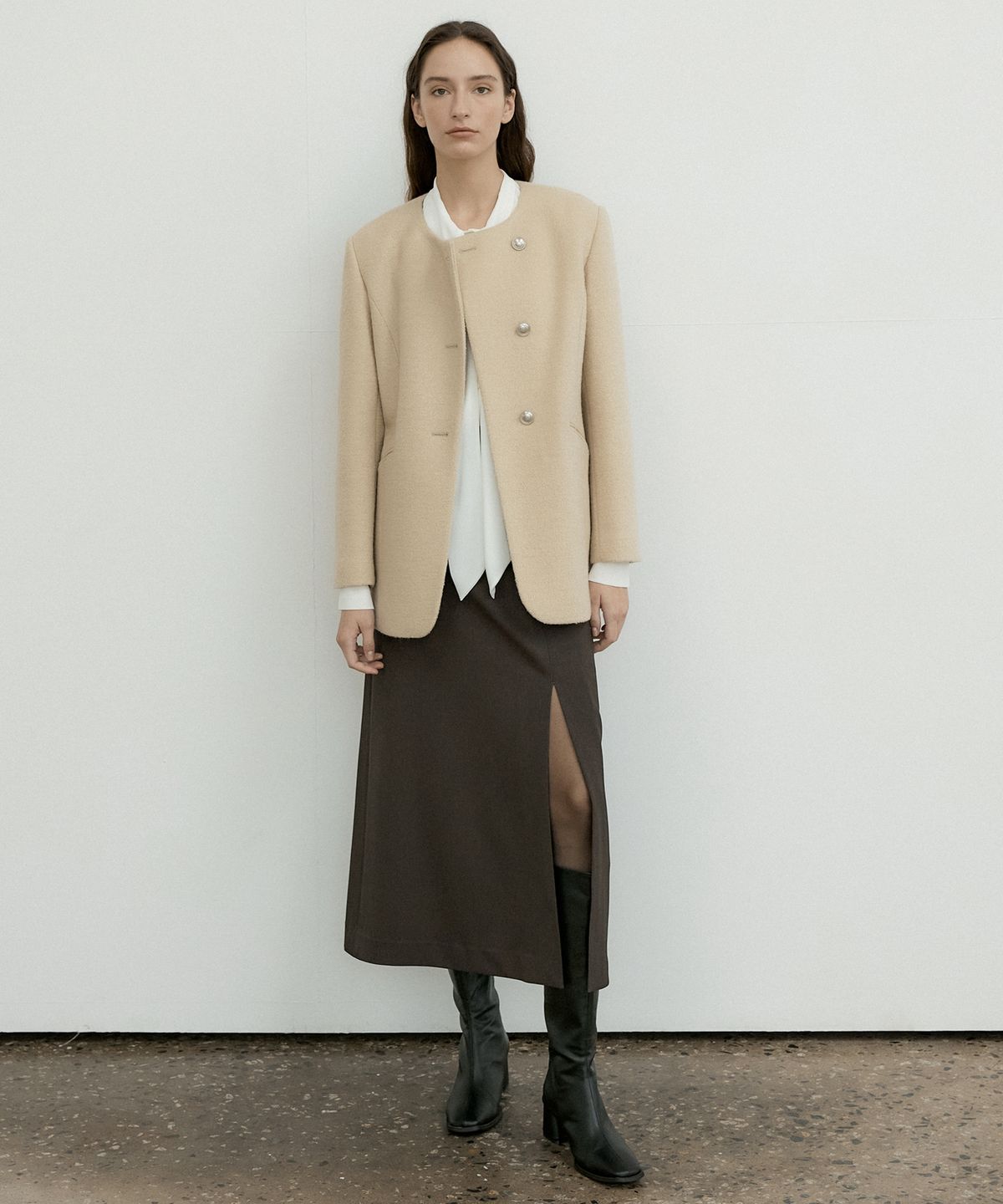 오떼뜨(OCTETTE) MONO WOOL BOUCLE TWEED JK_2COLOR