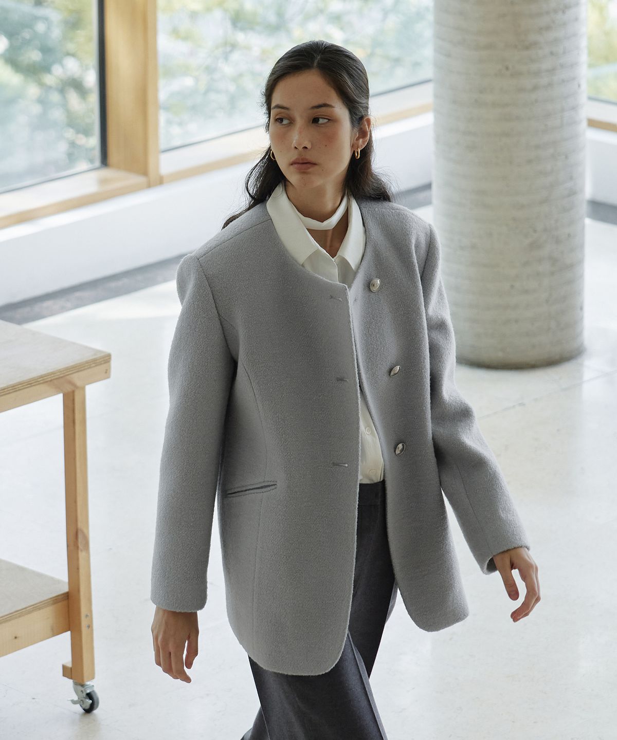 오떼뜨(OCTETTE) MONO WOOL BOUCLE TWEED JK_2COLOR