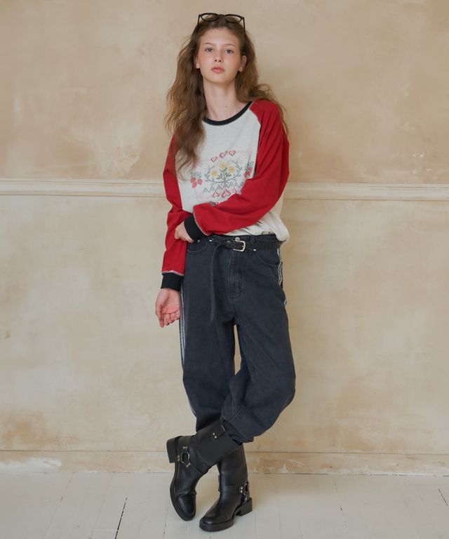 Tシャツ・カットソー RONRON CROSS STITCH RASPBERRY RAGLAN LONG SLEEVE 4BFK1023 MUSINSA | RONRON CROSS STITCH RASPBERRY RAGLAN LONG SLEEVE